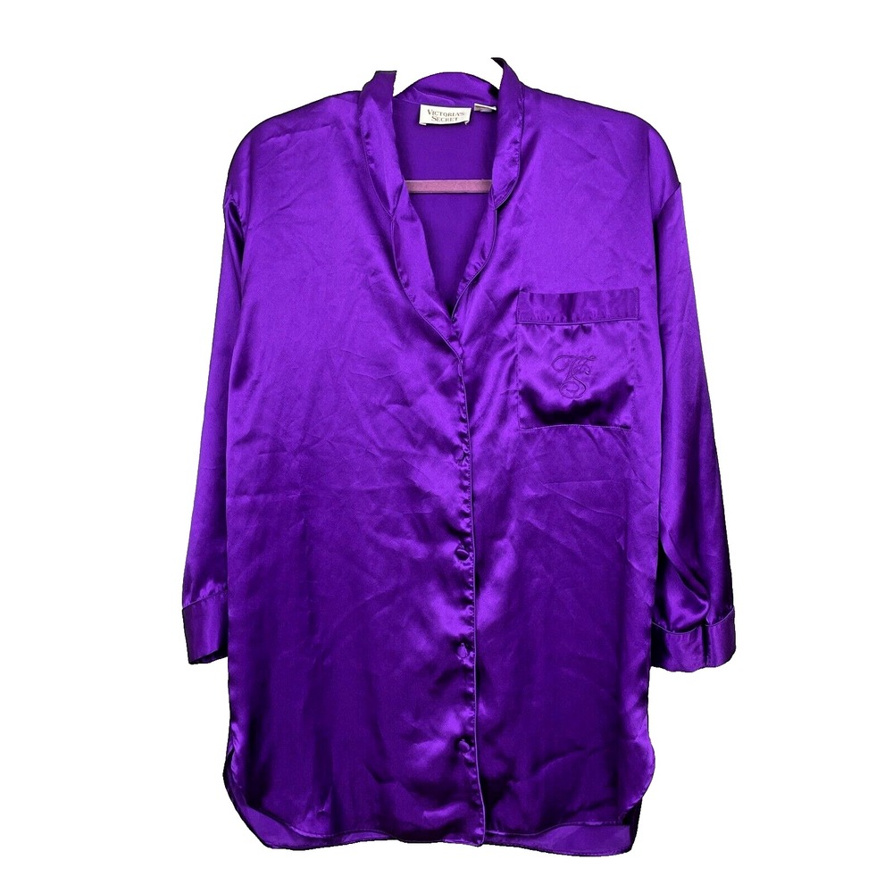 Victoria's Secret‎ Gold Label Nightgown Womens Size Small Purple Satin Vintage